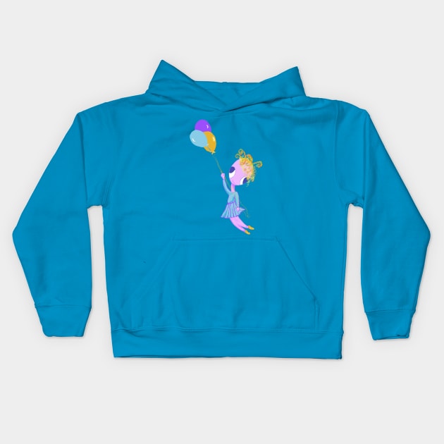 LIttle ballet dancer with balloons. Kids Hoodie by Peaceful Pigments